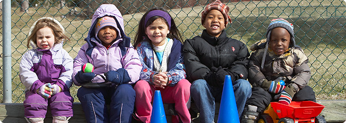 Children sitting on a bench