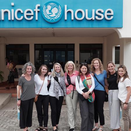 Members of the Women UNlimited team pose outside UNICEF Ghana offices
