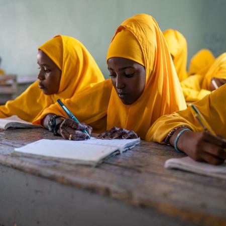 Students work on an in-class exercise at Darwish Primary School in Garowe, Somalia.