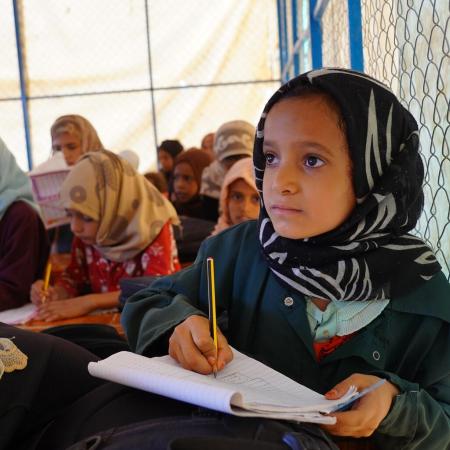 Children in a classroom for the ECHO funded UNICEF's catch-up classes programme in one of the IDP camp in Marib, Yemen.