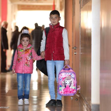Oksana and Ashot who have fled to Armenia due to military escalation in the region are among the first ones who started to attend school in Armenia.
