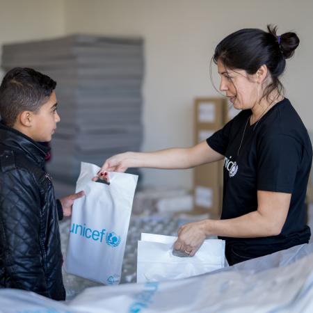 UNICEF is distributing winter clothes and school kits to displaced families in South Lebanon.