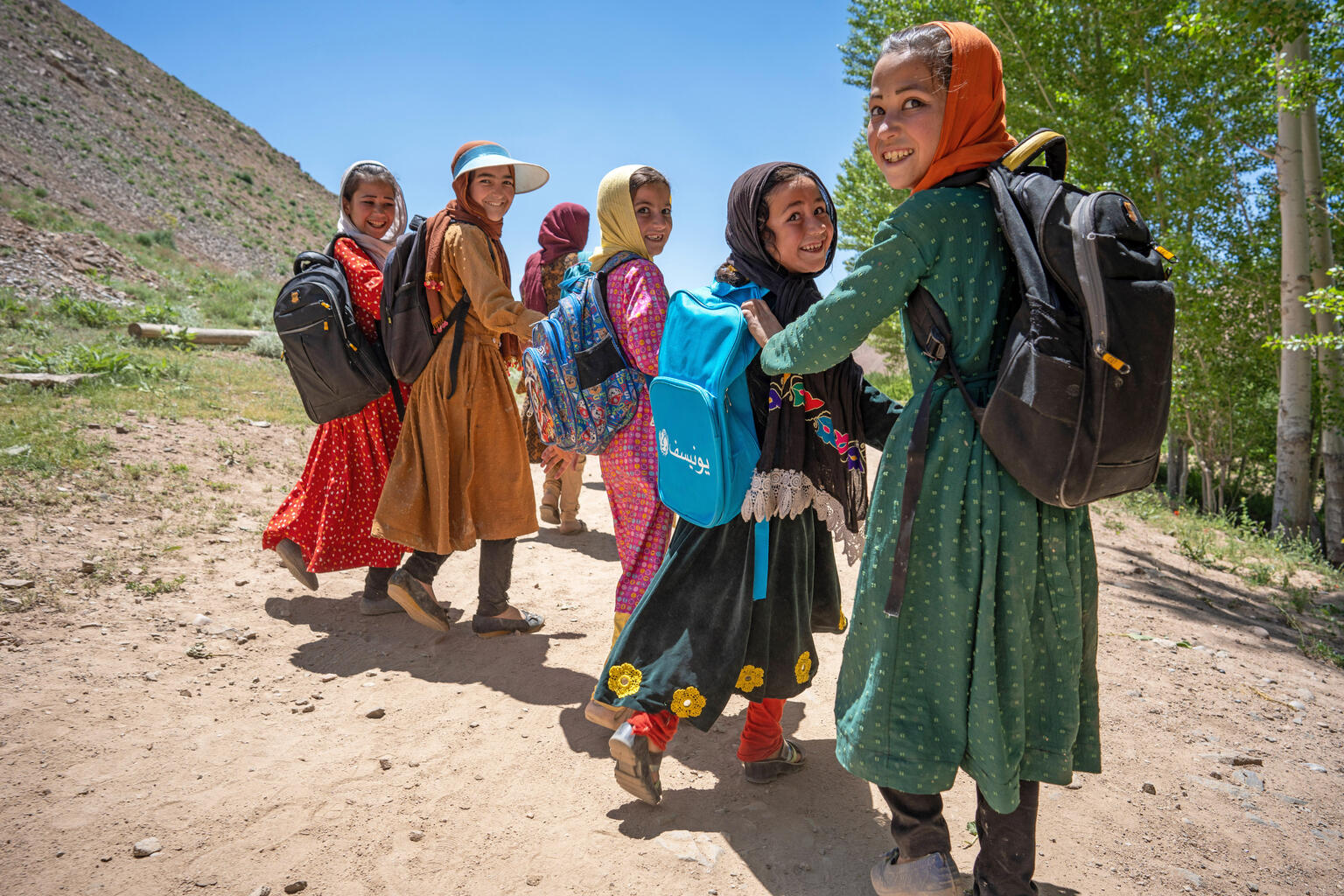 Students walk to school in Ghor Province, western Afghanistan