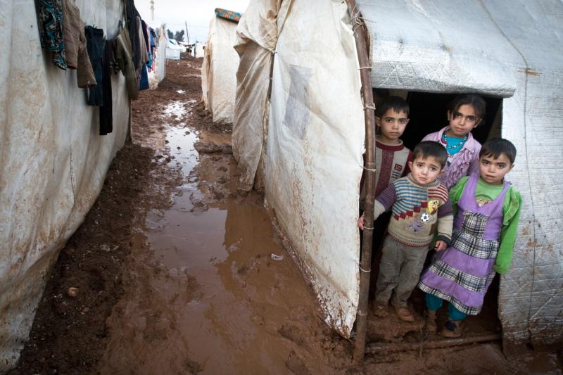 Children in a refugee camp