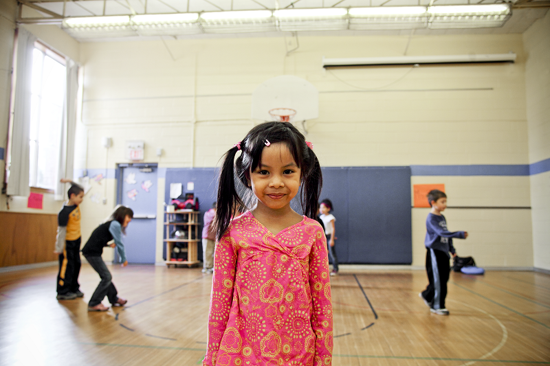 A girl smiling