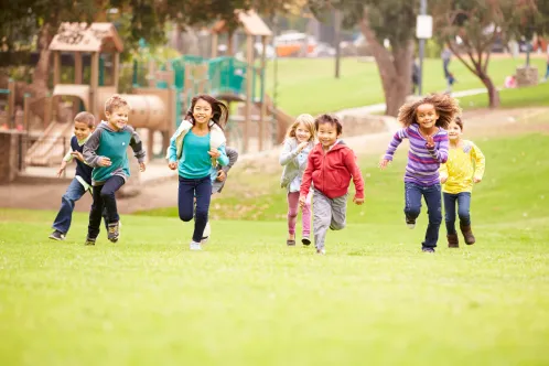 kids running in the playground