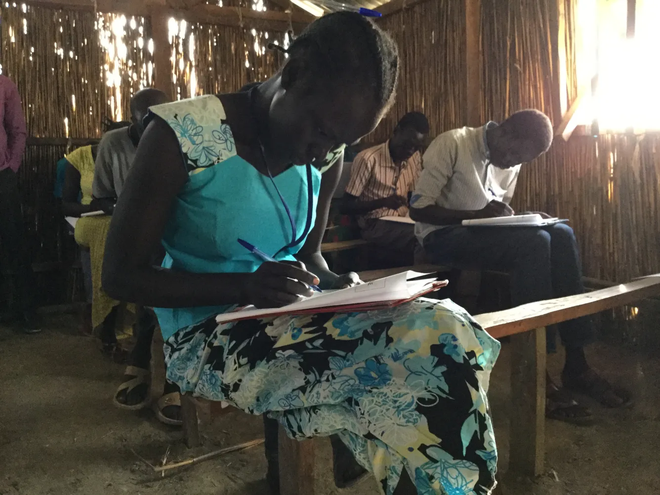 A UNICEF-supported school in Bentiu. Students writing their final exams. 