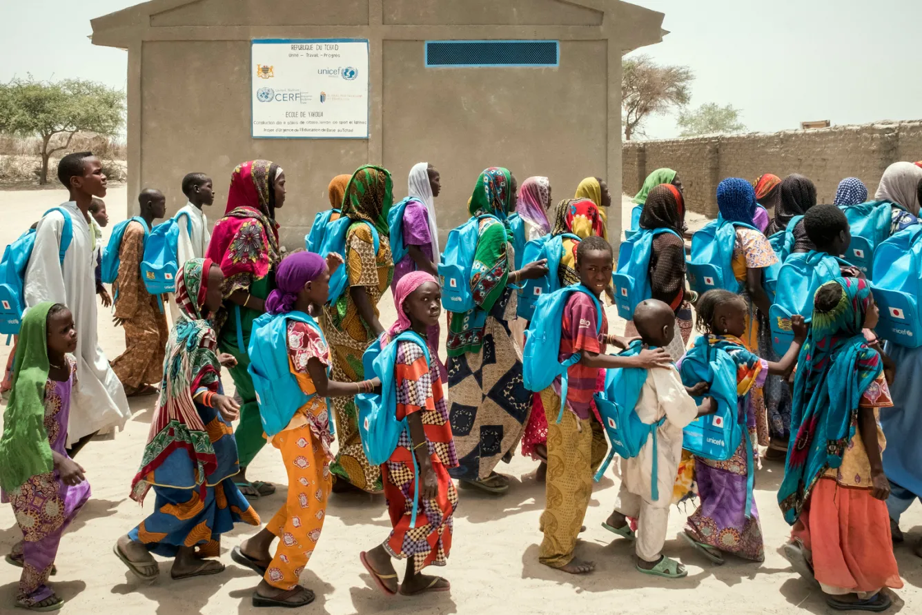 students leaving classes in Chad