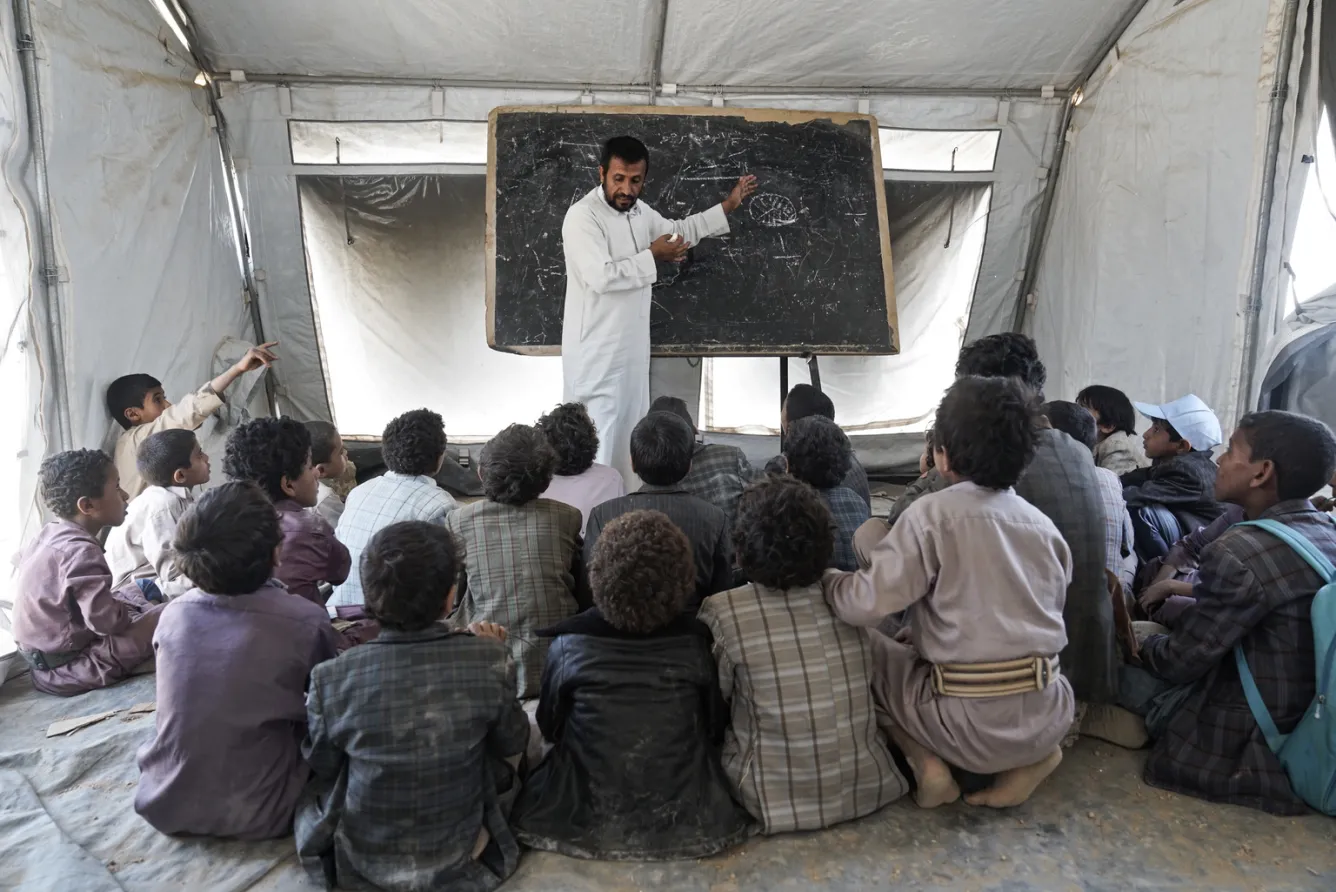 students in a classroom in Yemen