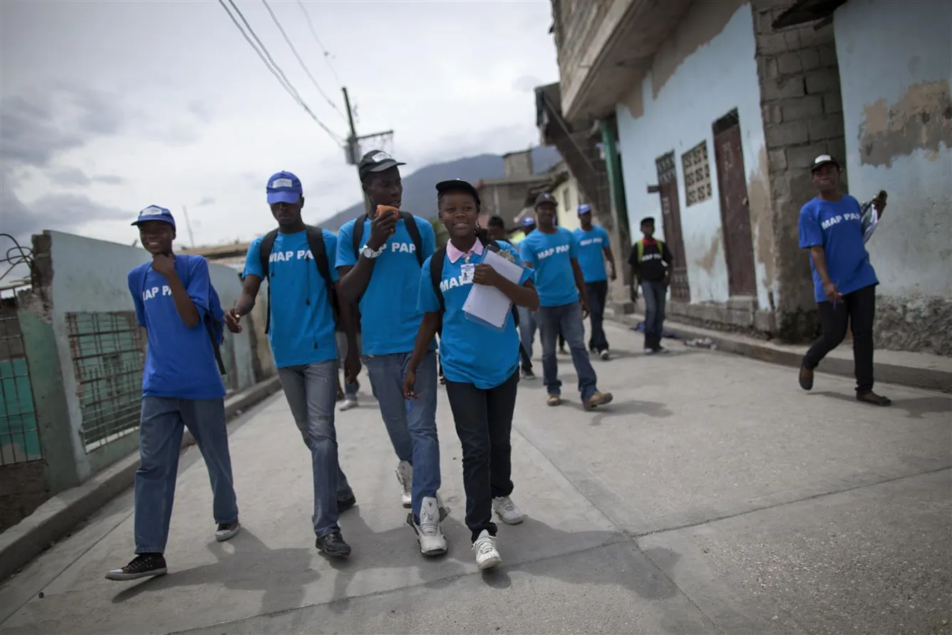 Youth walking in Port Au Prince, Haiti.