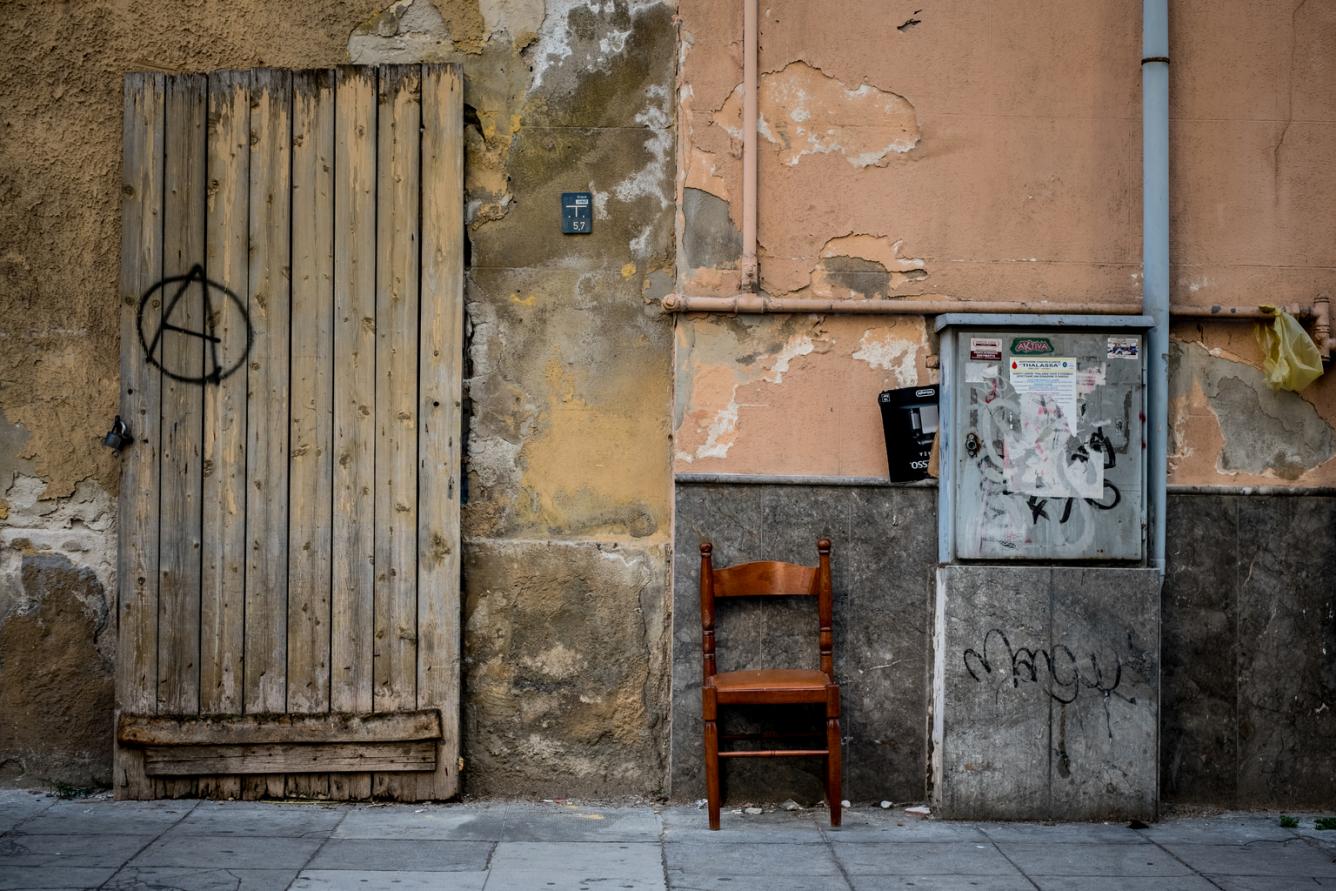 A chair used by prostitutes near the train station in Palermo