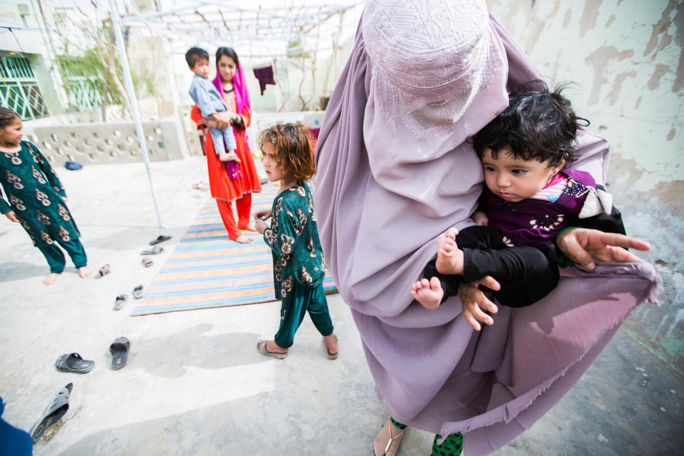 Afghan boy receives polio vaccination