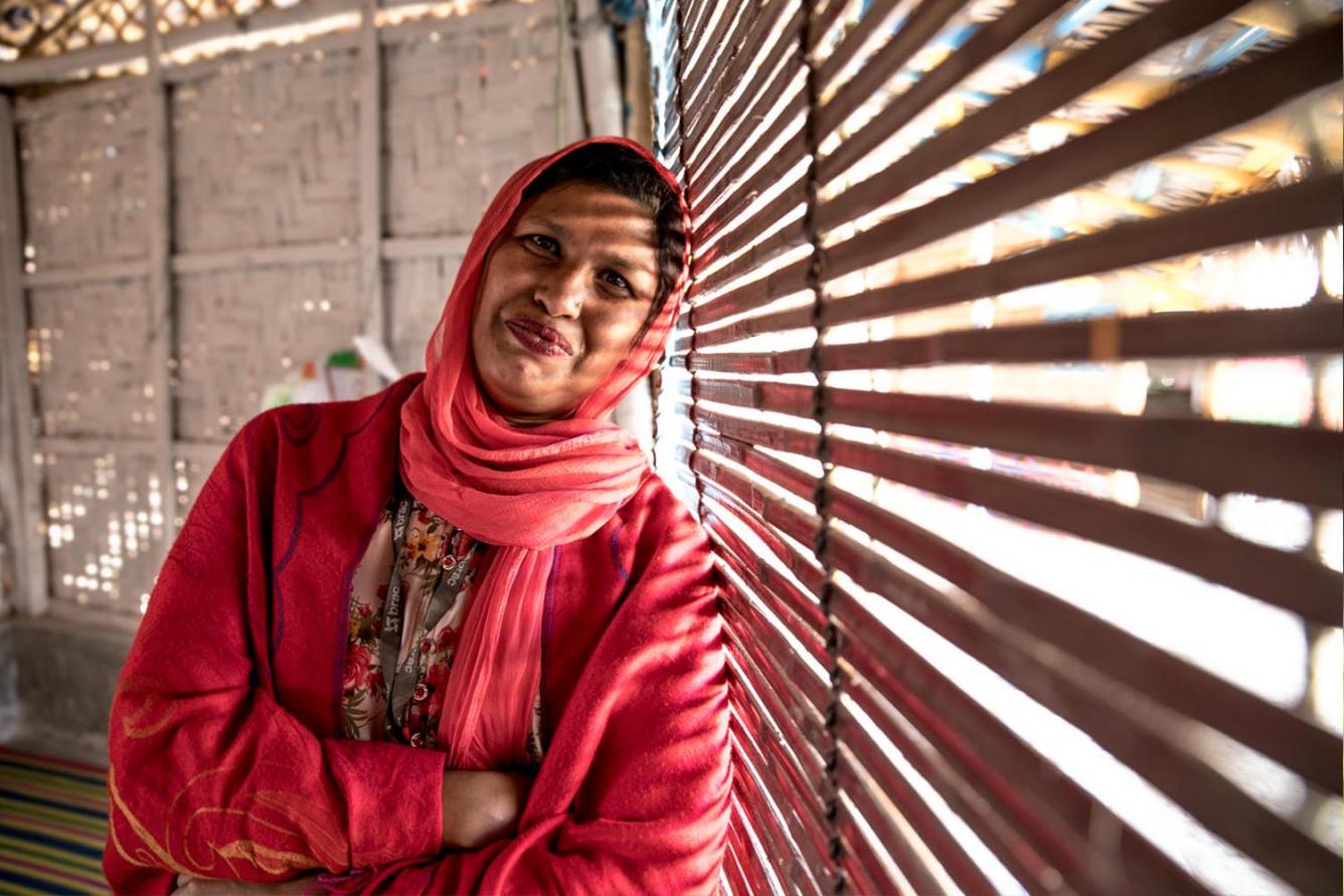 Shumi at one of the 15 UNICEF supported Safe Spaces in the world’s largest refugee camp in Cox’s Bazar, Bangladesh.