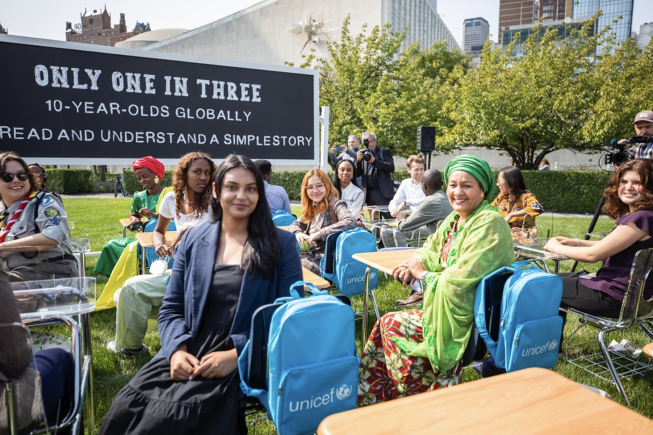 Deputy Secretary General of the UN and Youth Advocates at a new UNICEF installation