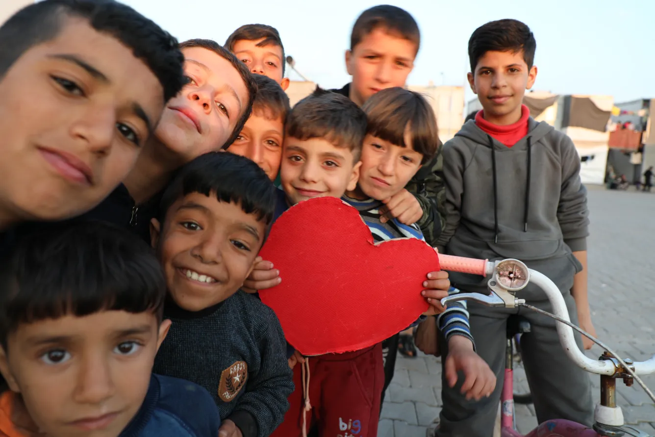Children in Kahramanmaras Temporary Accommodation Center after twin earthquakes hit south-east Türkiye.