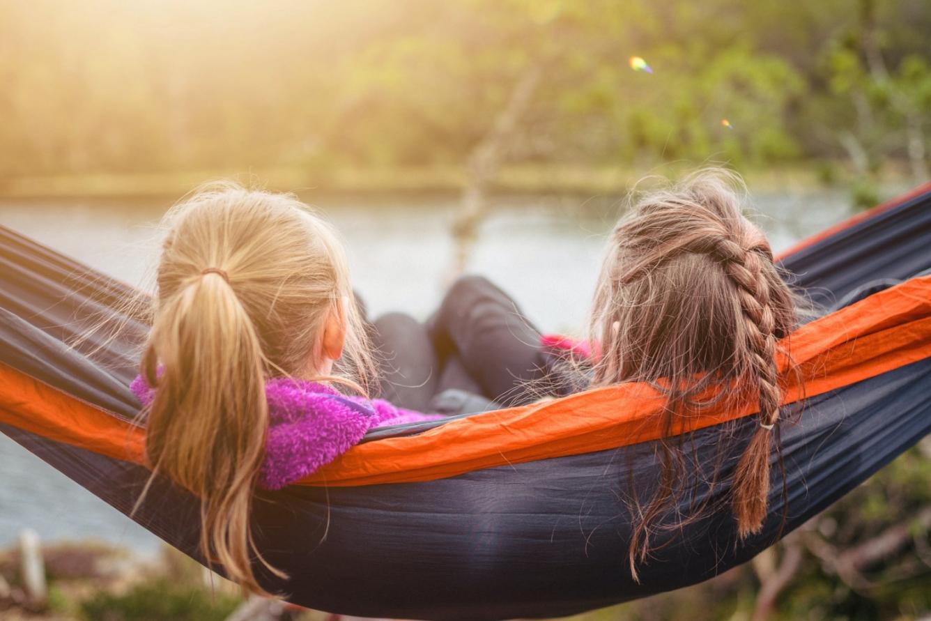 Two girls in a hammock