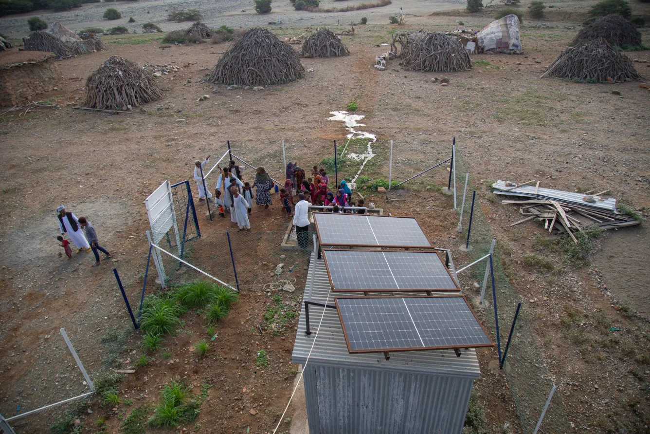 Children collect clean and safe water from a new water station in the small village of Gelhanty in Agig locality, Red Sea state.
