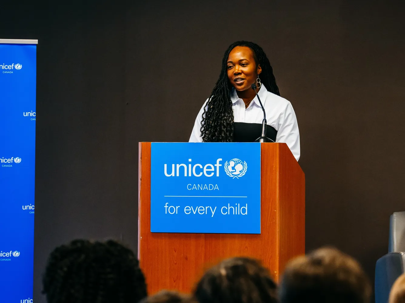 Blanche speaking at Youth Advocacy Summit 2024 in Ottawa