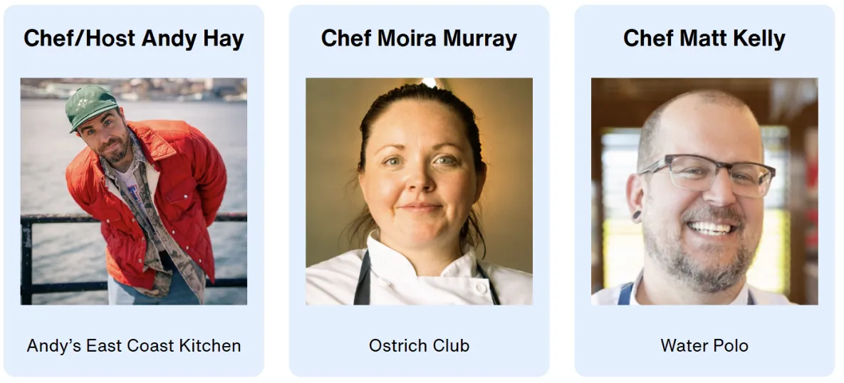 Chefs Andy Hay, Moira Murray, Matt Kelly