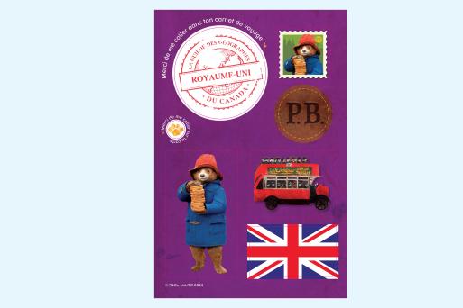 Illustration d’autocollants sur le thème de l’ours Paddington à utiliser dans le cadre d’activités éducatives.
