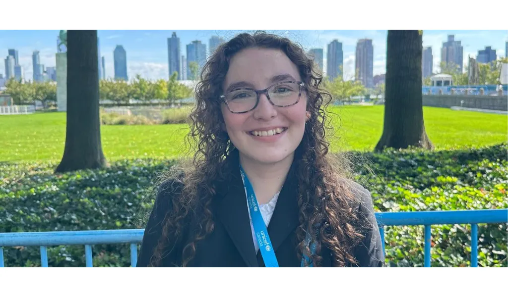 Youth Advocate Clara stands in New York to attend United Nations Summit of the Future