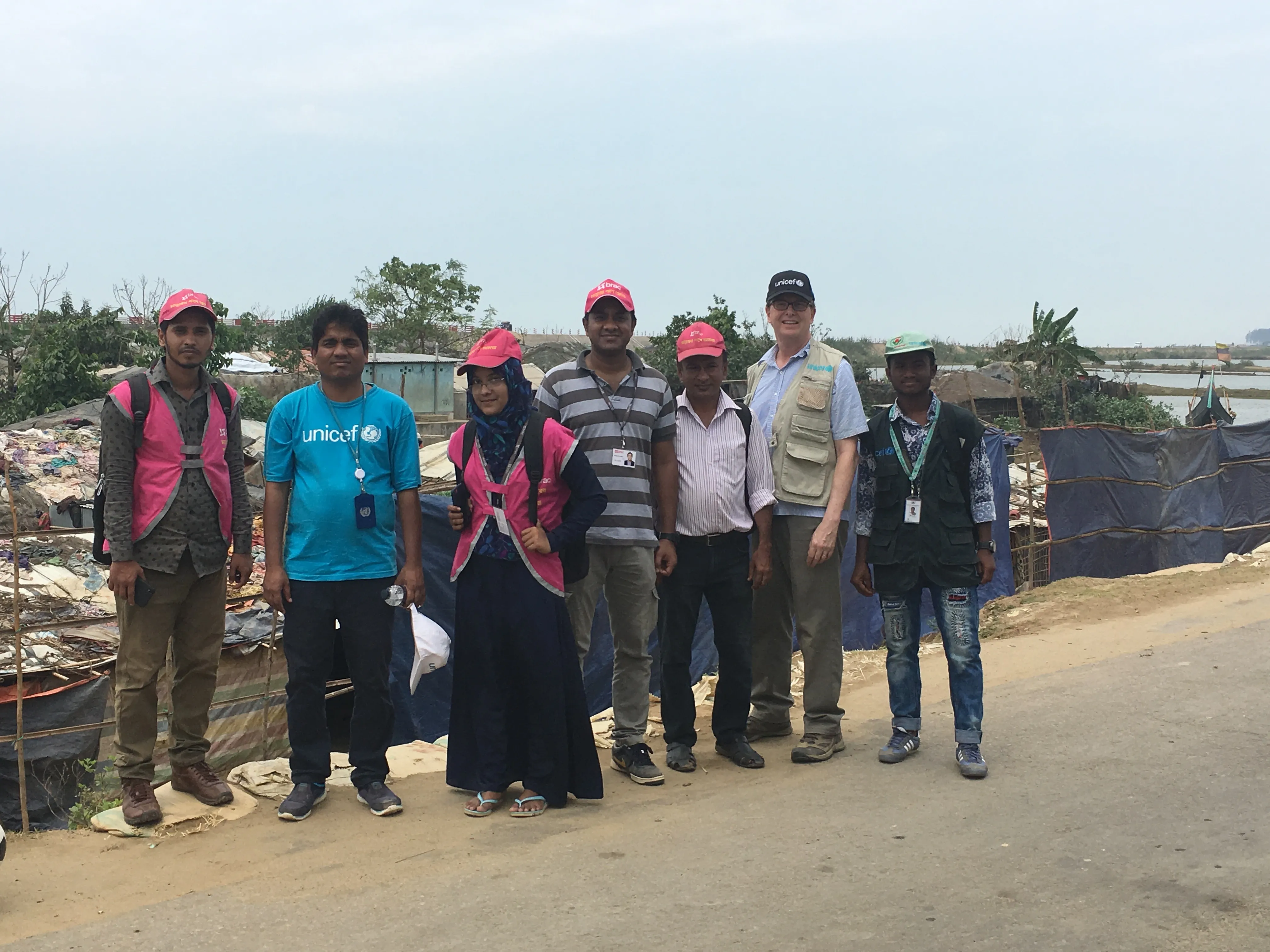 David Morley poses with UNICEF field workers.