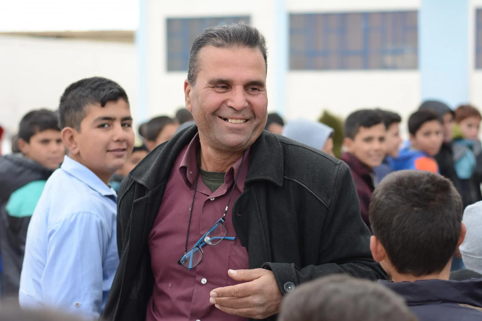 Mr. Ahmad Alshawi with students.
