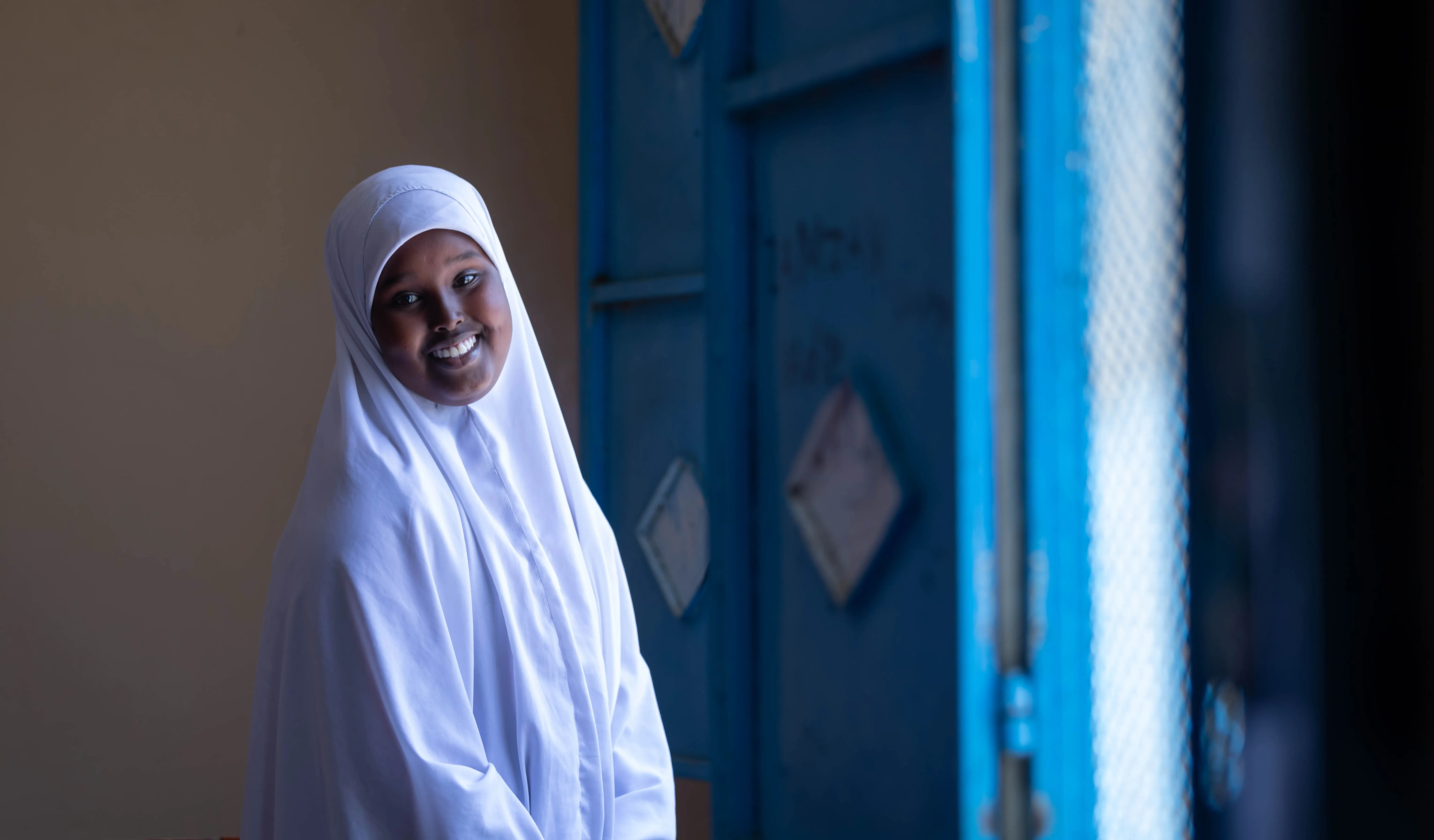 Saharla Abdikarim Adan, 13, poses for a portrait after a Girls Empowerment Club session at Borana Girls Primary school in Borana, Somaliland. 
