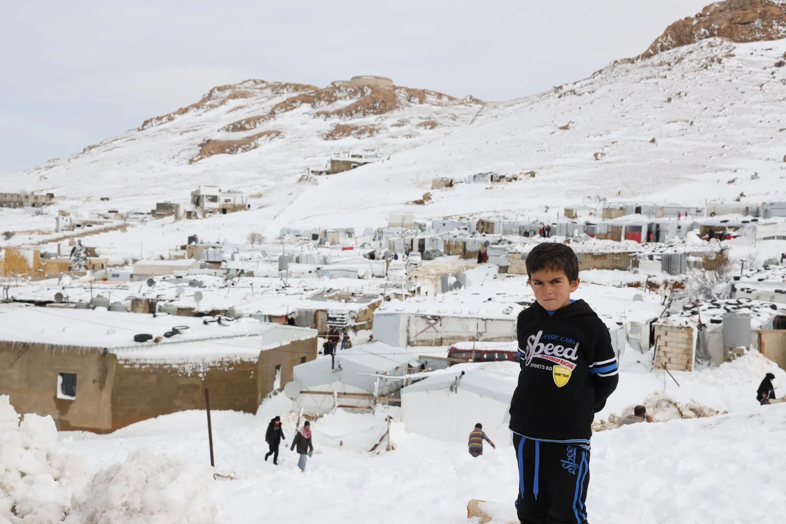 child, refugee, Lebanon, Syria, winter, storm