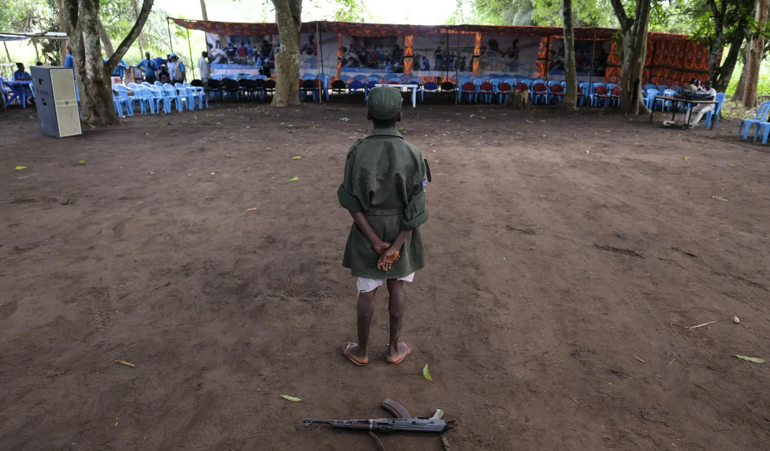A former child soldier takes part in a reintegration ceremony.