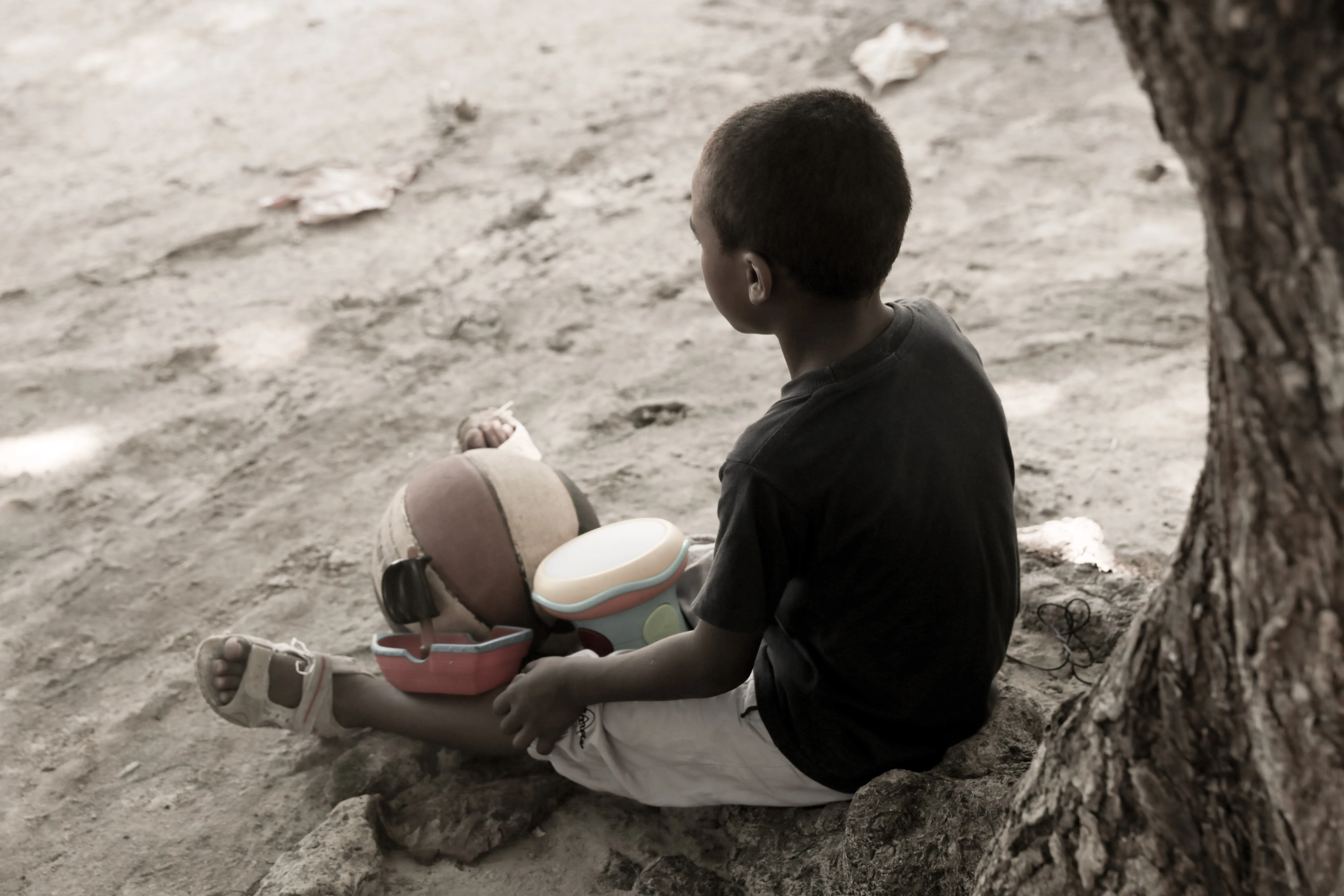 Mahery, 8, was repeatedly physically abused by his mother. Thanks to the support of social workers, he has received care and support from the child care center run by CDEF (the collective on the rights of children and the family) in the city of Mahajanga.