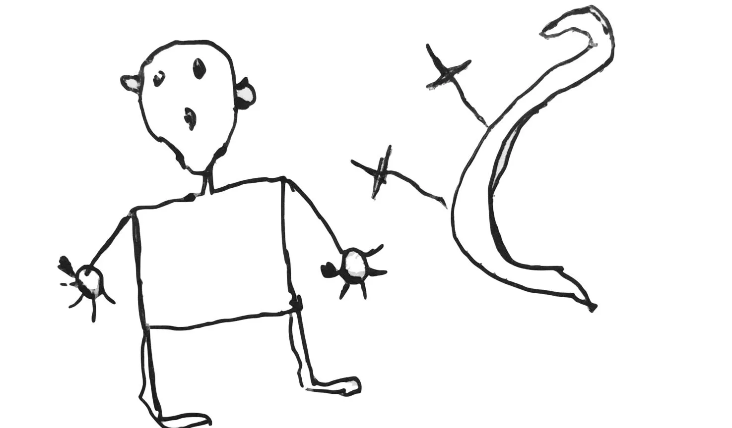 Hamadou's drawing of the violence he's experienced.