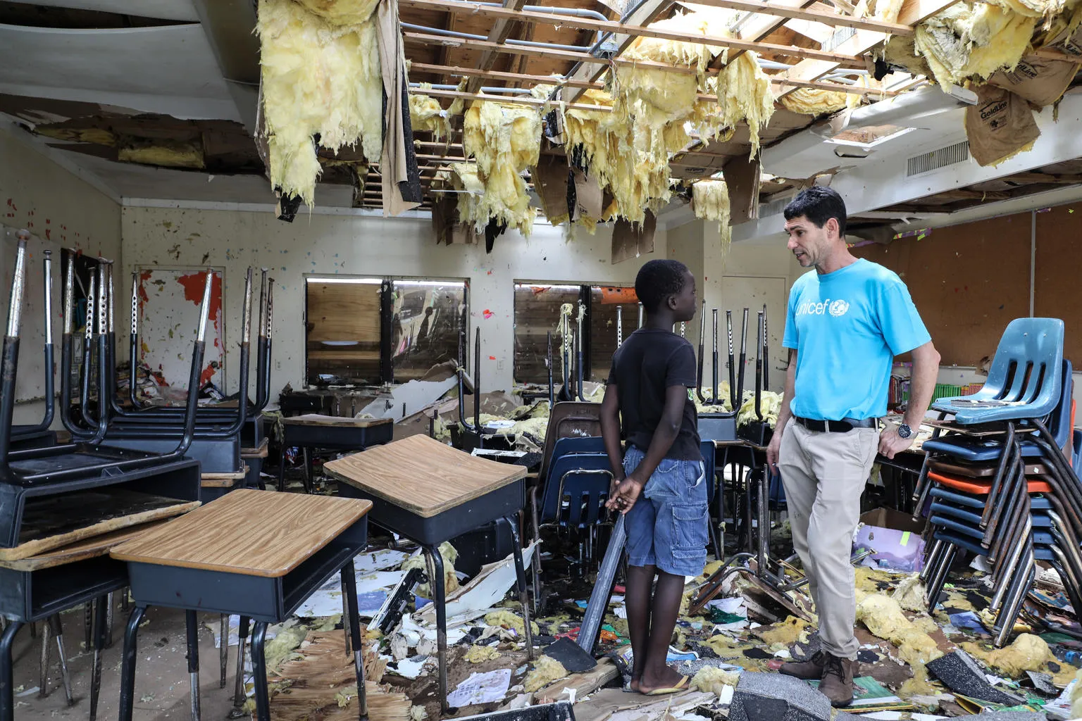 Destroyed classroom in Central Abaco bahamas public school