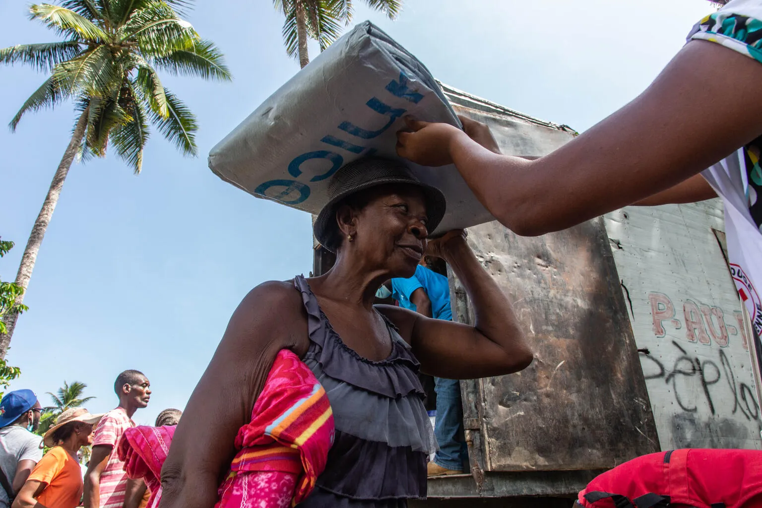On 18 August, as part of ongoing relief efforts to children and their families affected by the devasting Earthquake in Haiti, essential supplies, including Non-Food Items such as tarpaulins and essential hygiene kits are distributed