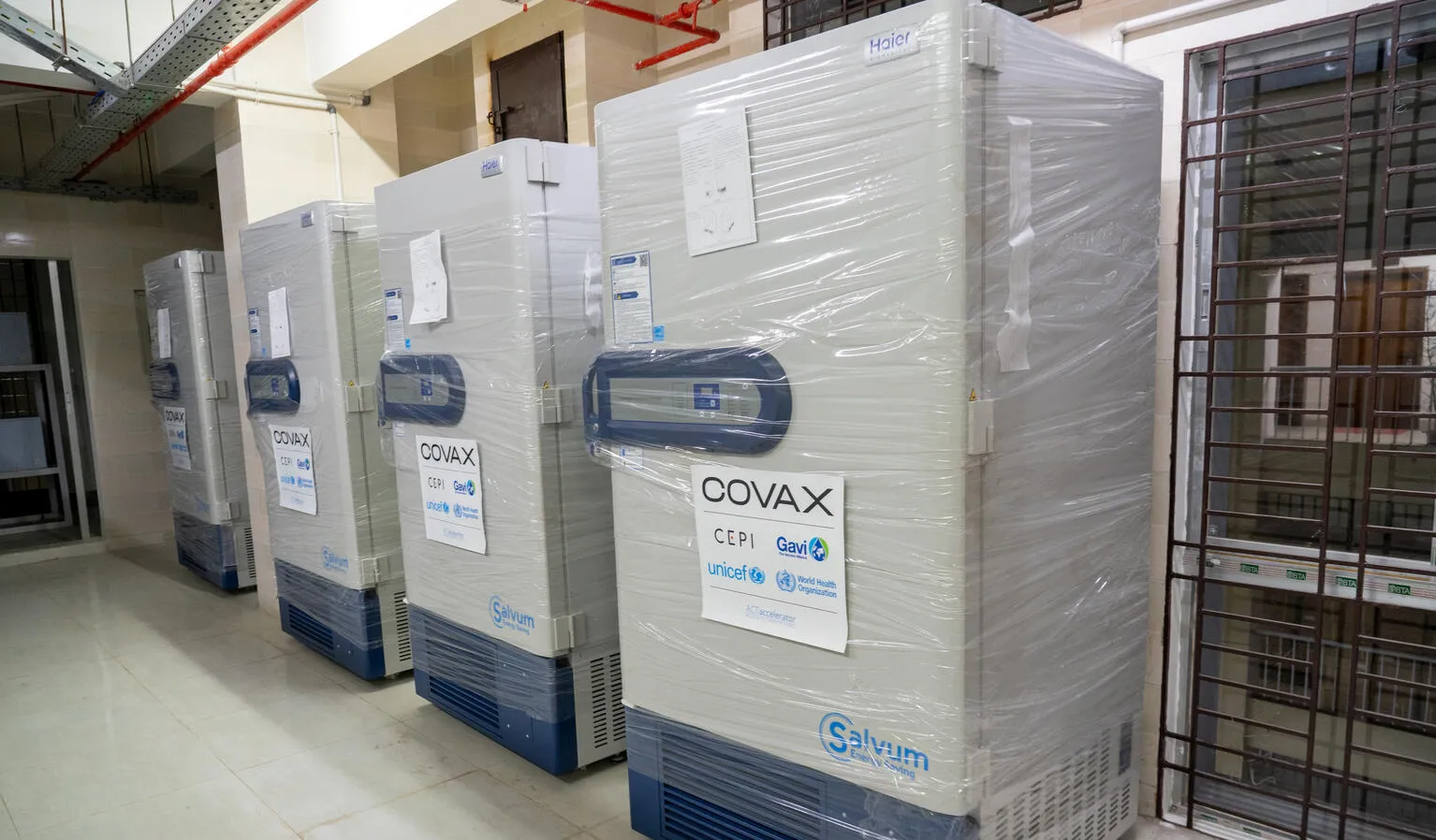 UCC freezers wait to be unwrapped after delivery.