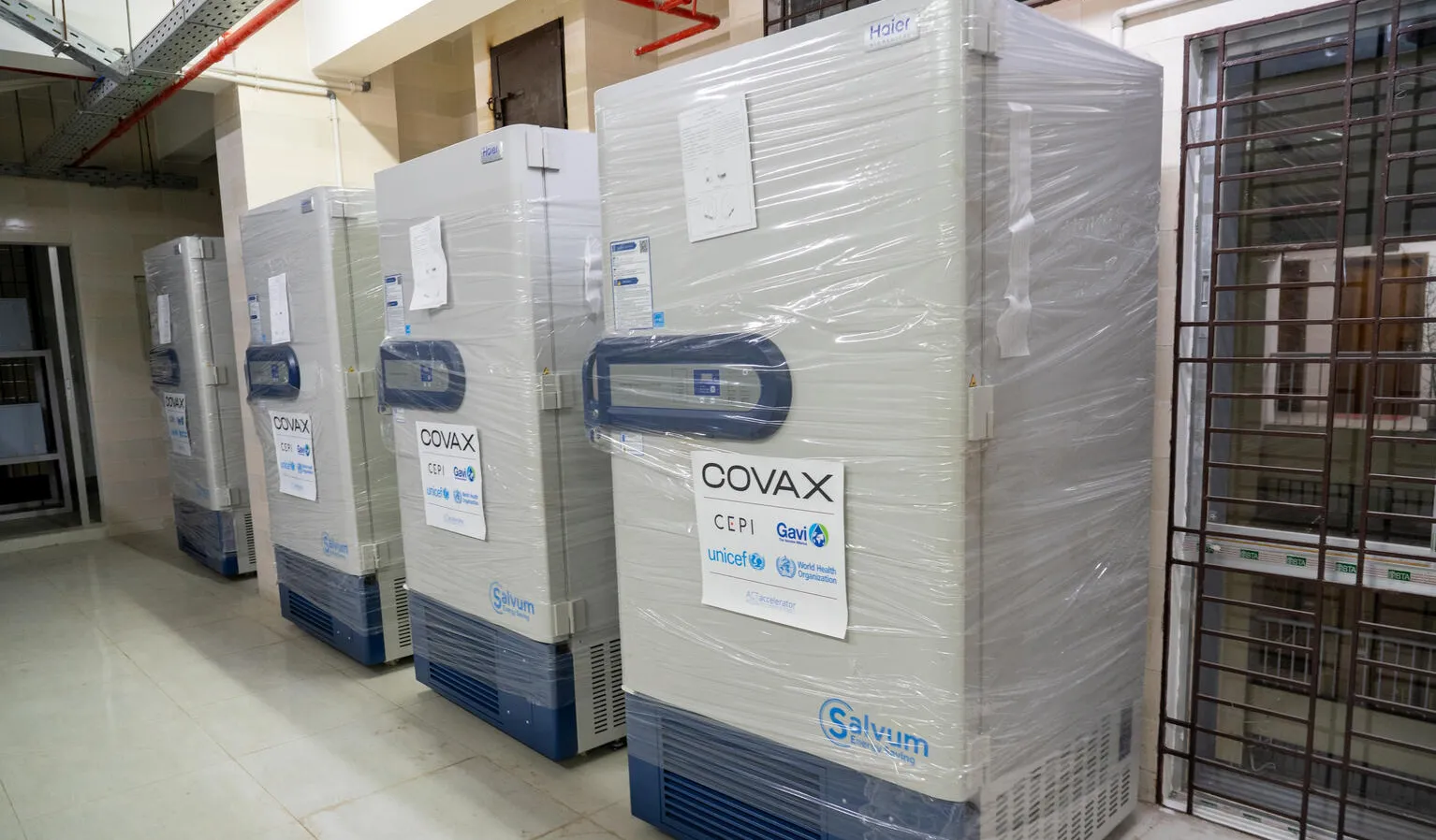UCC freezers wait to be unwrapped after delivery.