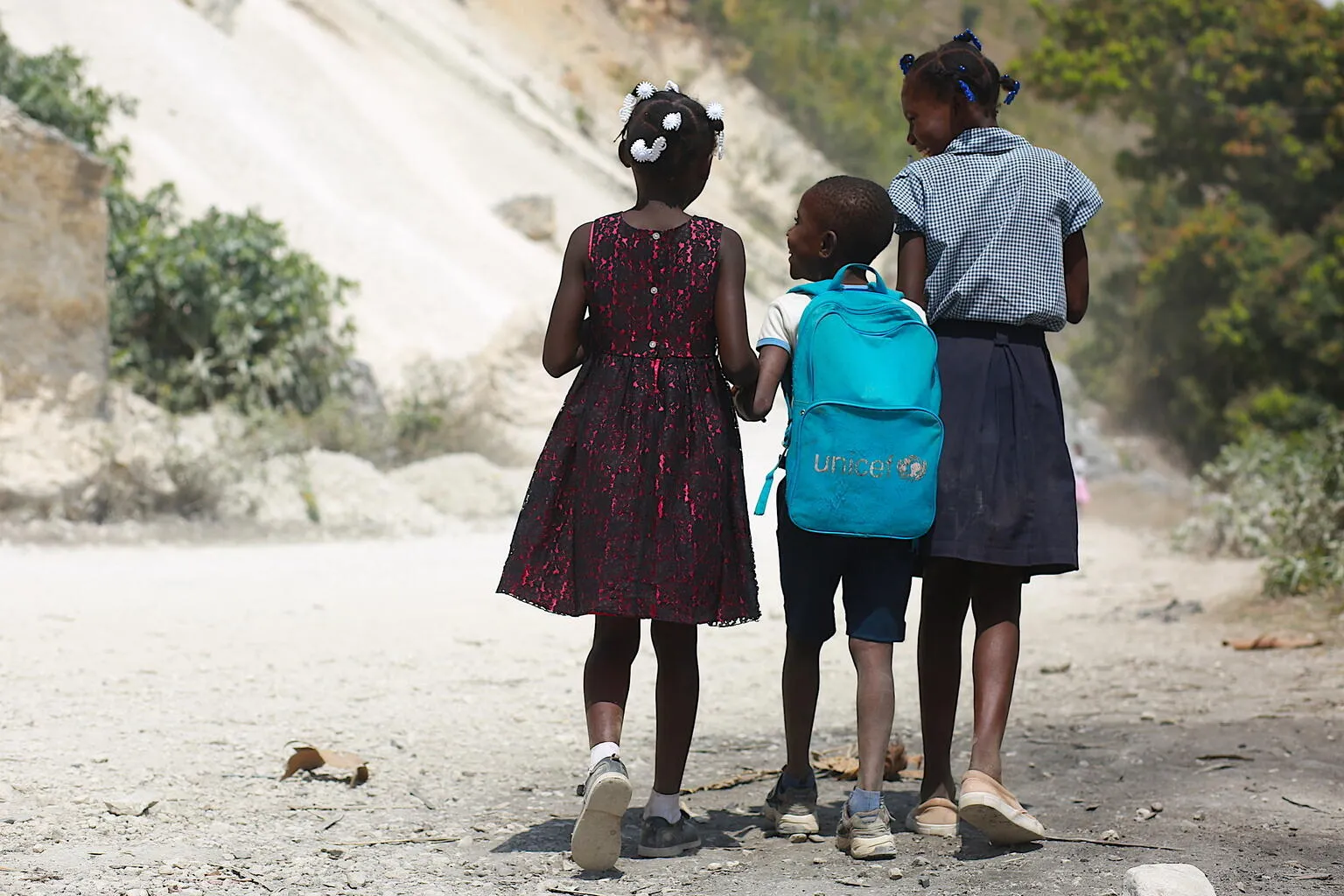 Children come from school in little village in Grand'Anse, Haiti (1 March,photo by Duples Plymouth).