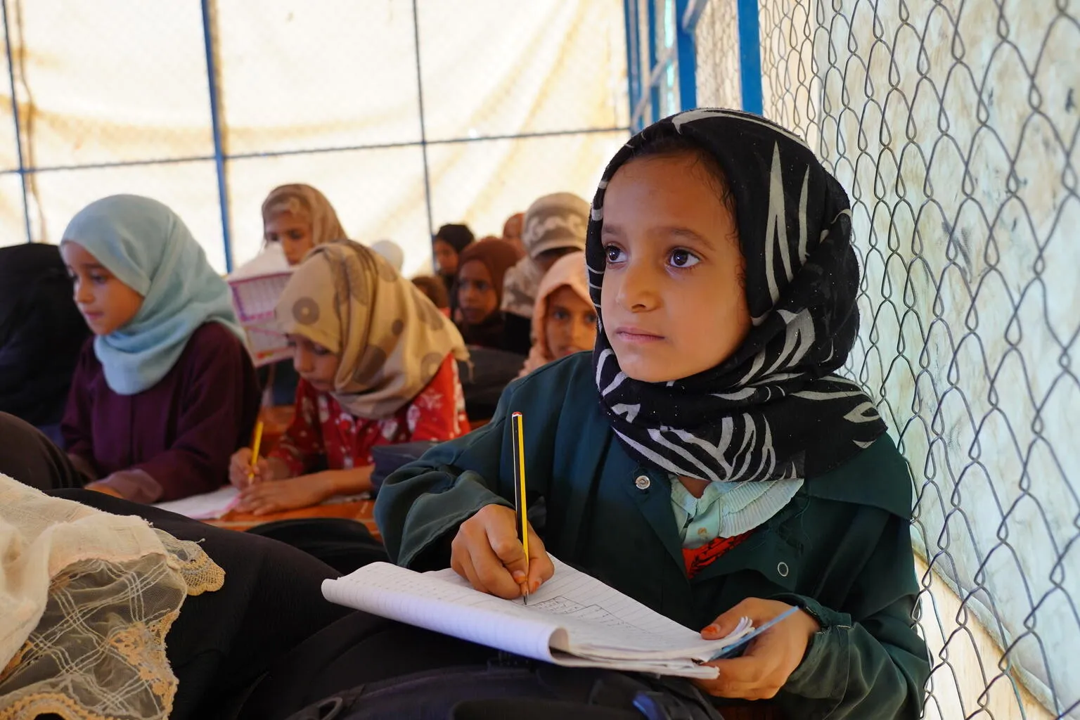 Children in a classroom for the ECHO funded UNICEF's catch-up classes programme in one of the IDP camp in Marib, Yemen.