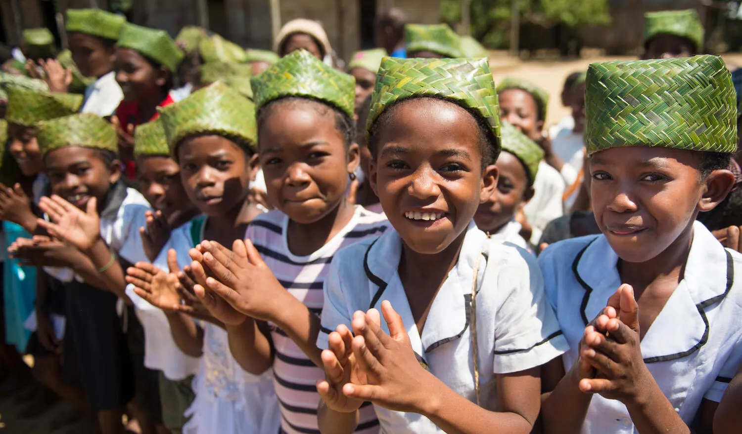 Children in Madagascar welcome visitors