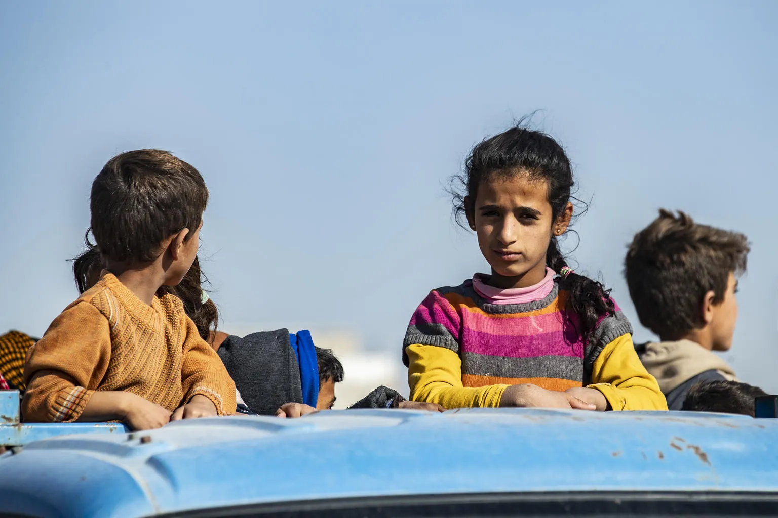 Families fleeing escalating violence in northeast Syria - october 2019