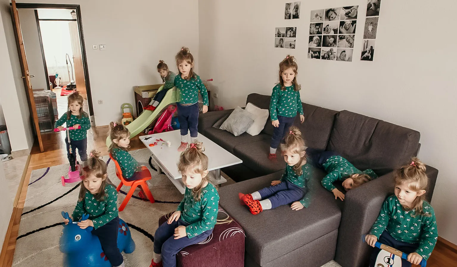 Time lapse photo of a child at home.