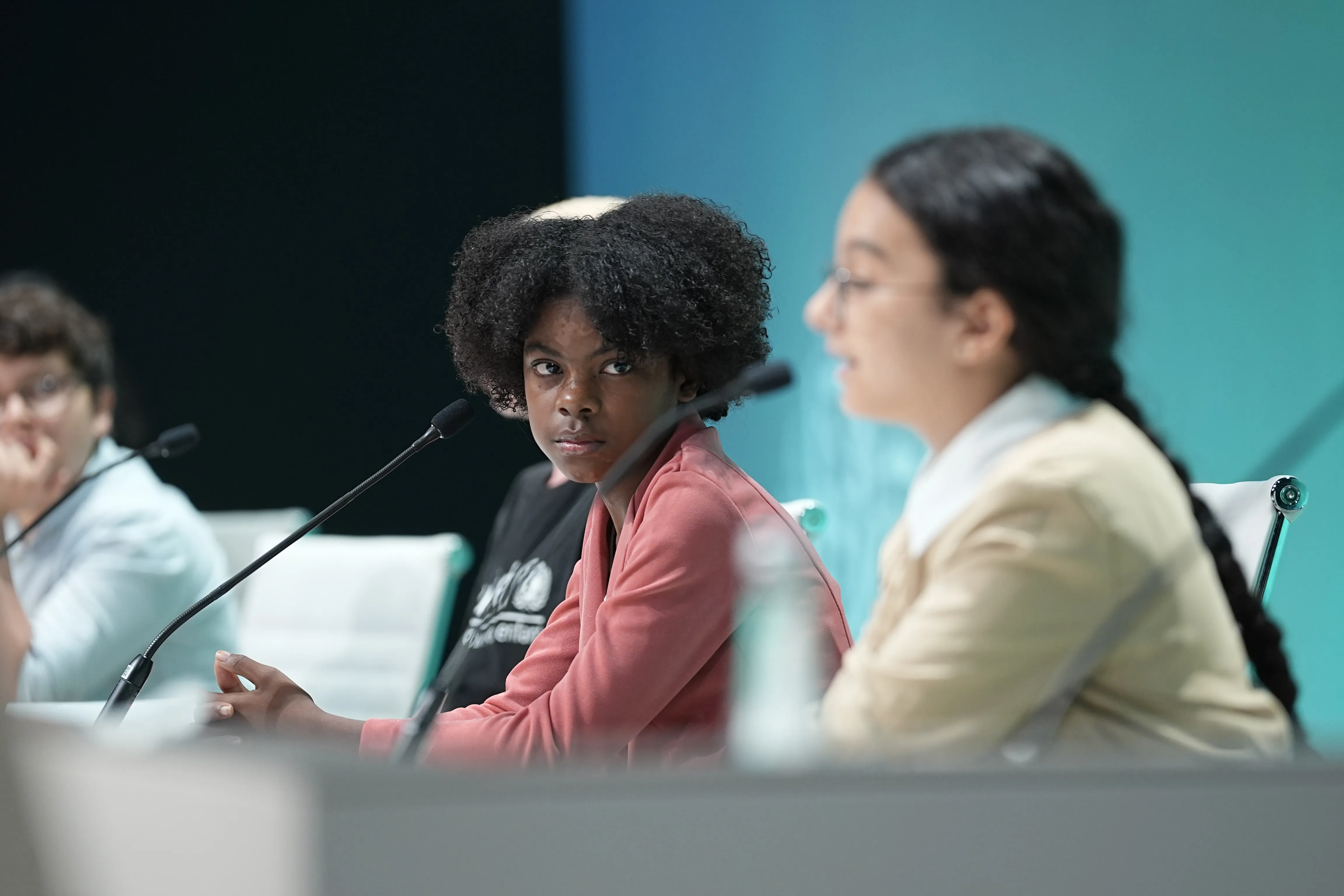 On 6 December 2023, UNICEF Youth Advocates brief press during the UN Climate Change Conference (COP28) at Expo City Dubai in United Arab Emirates. 