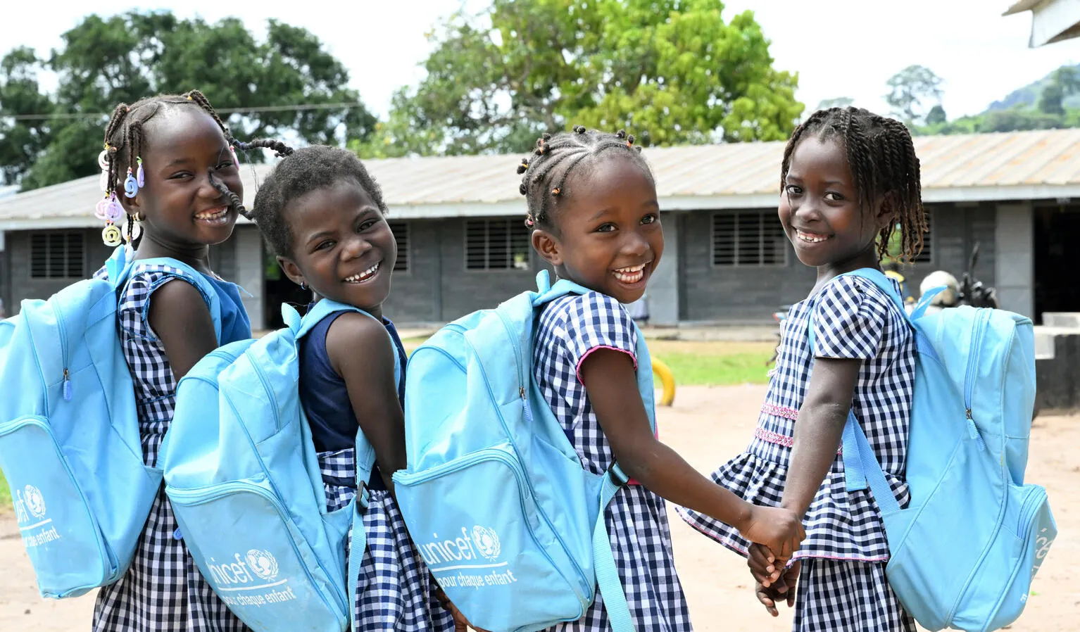 Girls at the playground of the public primary school EPP HKB Domoraud, in Man, in the west of Côte d’Ivoire. 