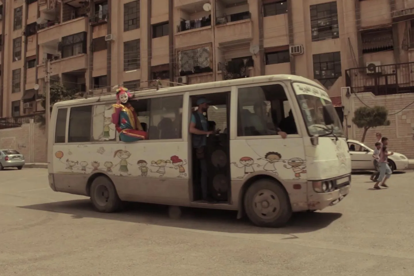 The Corona Van as it drives through the streets in Al Tal.