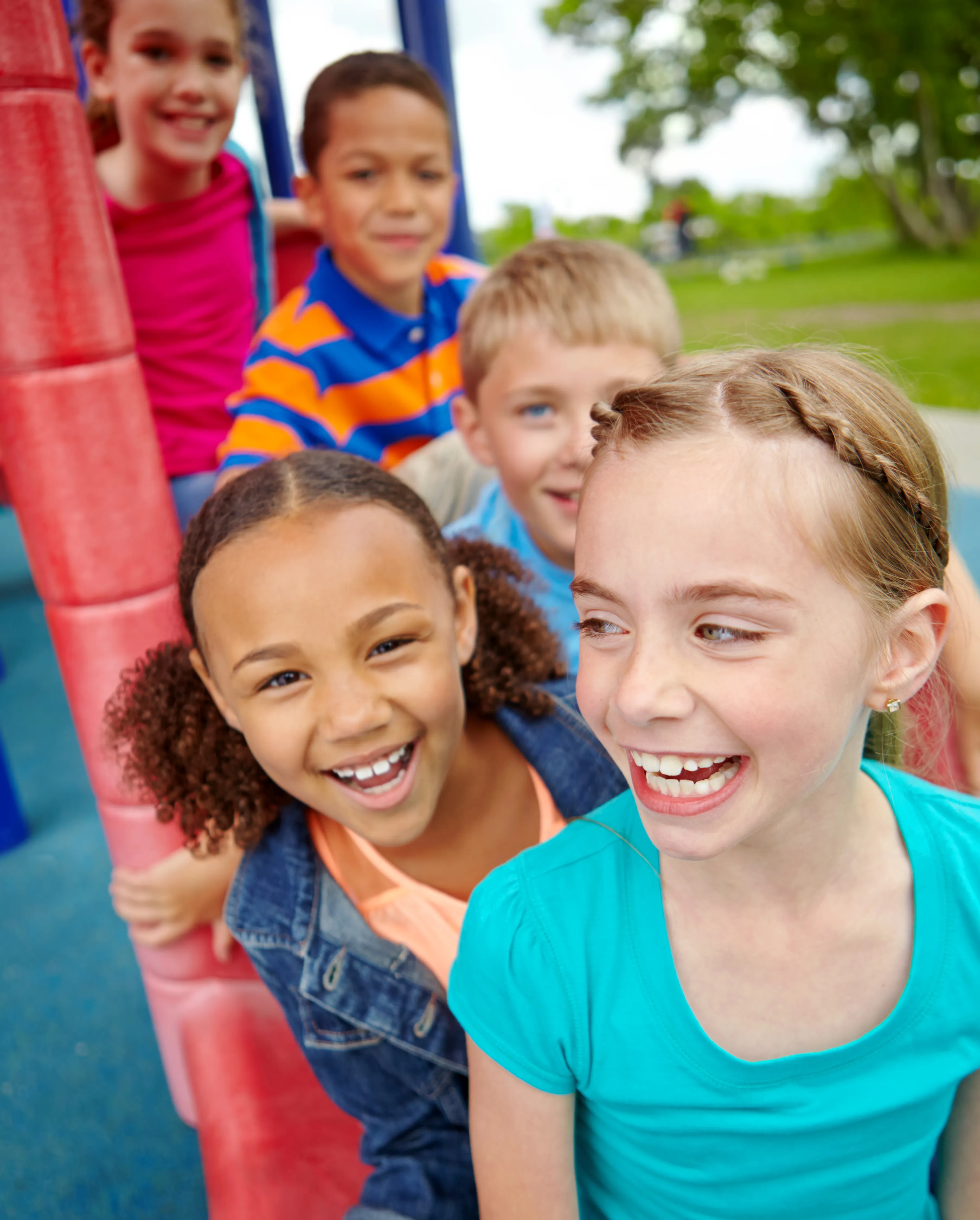 Kids laughing at the park