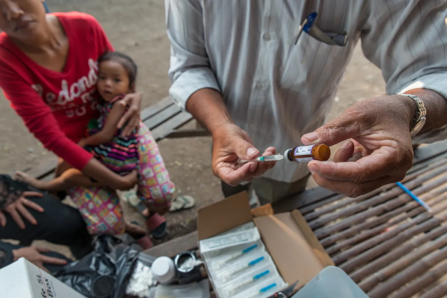 A vaccination is delivered