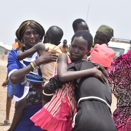 Tears of happiness from mother who met her children in Bentiu Protection of Civilian (POC) site after five years of separation