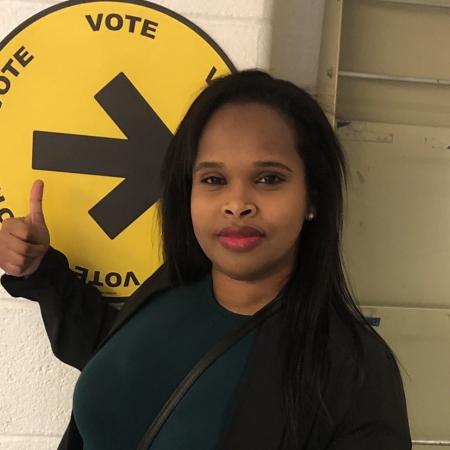 Safia at a polling station.