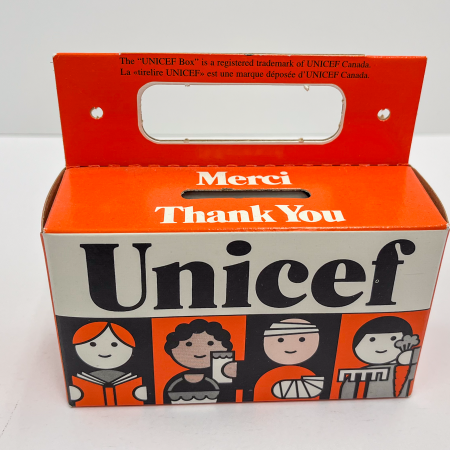 A UNICEF Halloween orange box