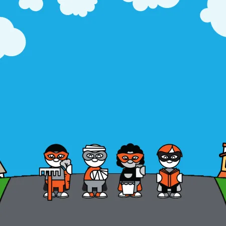 L’image montre les quatre personnages qui marchent dans leur quartier.
